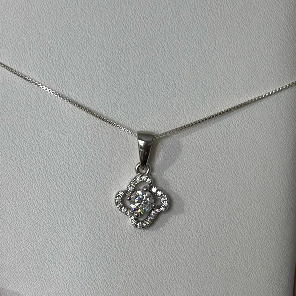 NEW 1.148 Carat Moissanite Diamond 925 Sterling Silver Necklace - Picture 1 of 8